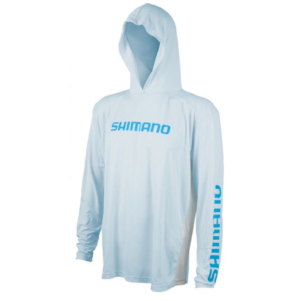 Shimano Long Sleeve Hood Tech T-Shirt - Arctic Blue - 2XL