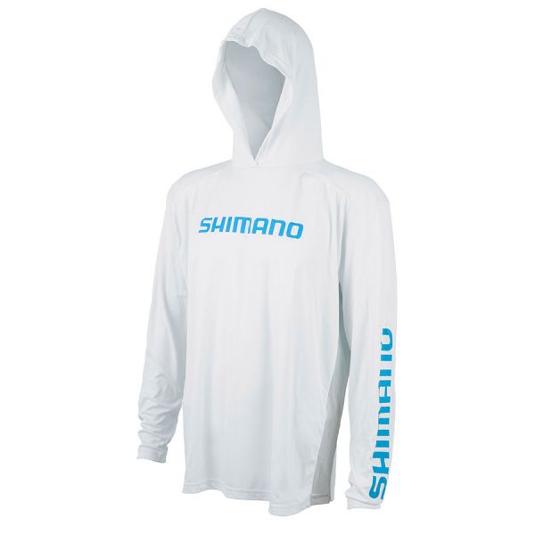 Shimano Long Sleeve Hood Tech T-Shirt - White - 2XL