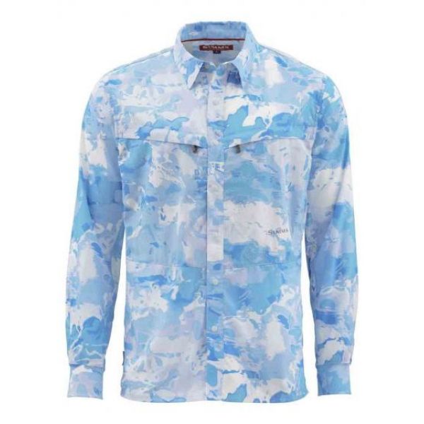 Simms Intruder BiComp LS Shirt - Cloud Camo Blue - Large