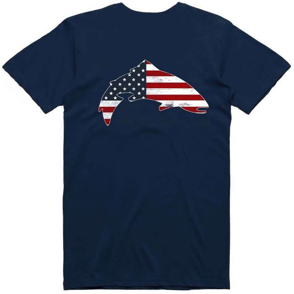 Simms Trout USA Short Sleeve T-Shirt - Admiral Blue - Small