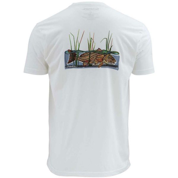 Simms Larko Redfish Short Sleeve T-Shirt - White - Small