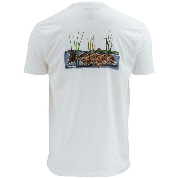 Simms Larko Redfish Short Sleeve T-Shirt - White - Medium