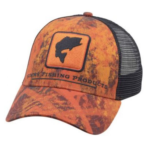 Simms PG-12211 Bass Icon Trucker Hat - Velocity Print Orange