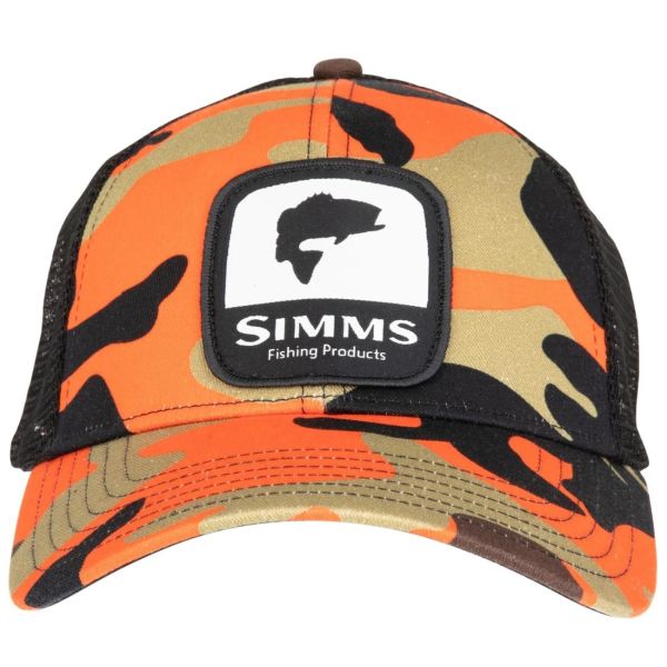 Simms Bass Patch Trucker - Woodland Camo Flame