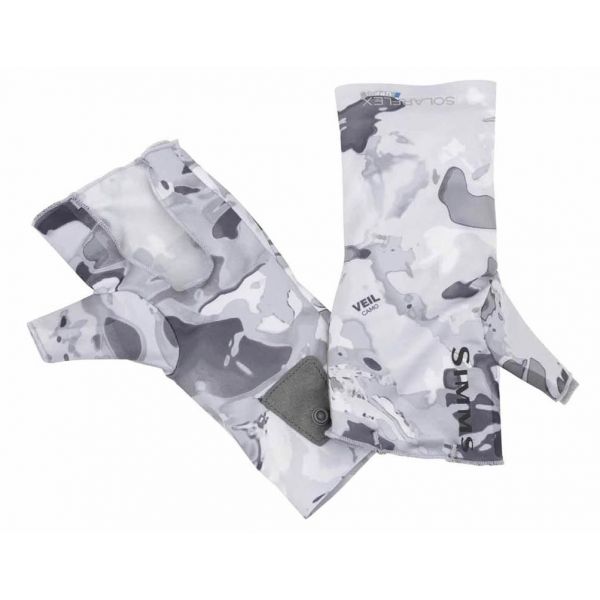 Simms PG-12703 Solarflex No Finger Sun Glove - Cloud Camo Grey S/M