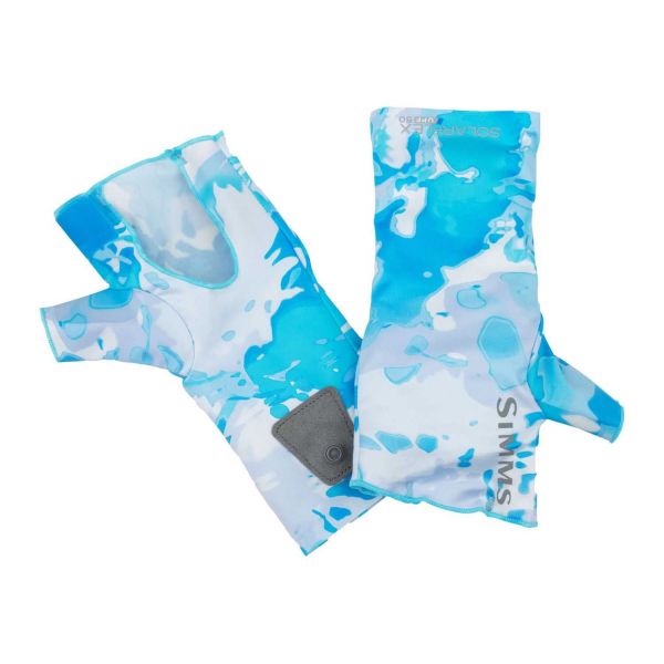 Simms PG-12703 Solarflex No Finger Sun Glove - Cloud Camo Blue S/M