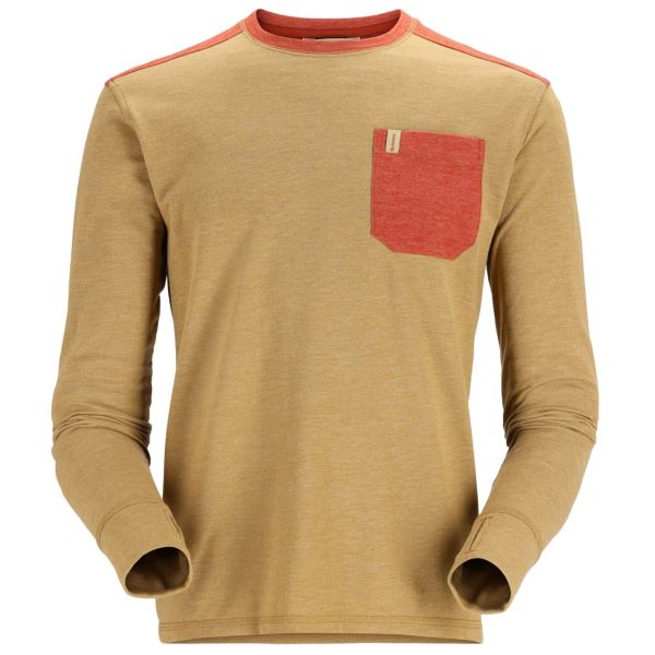 Simms Men's Henry's Fork Crew - Camel Heather/Clay Heather - Small