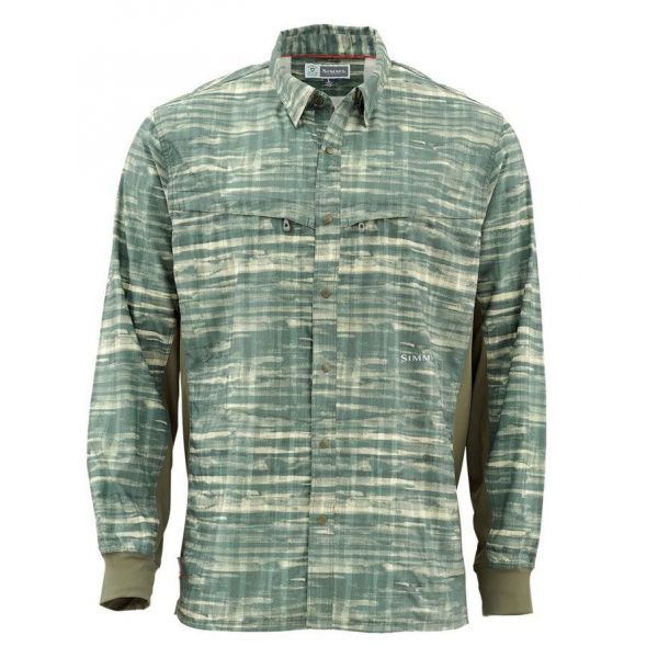 Simms Bugstopper Intruder Bicomp LS Shirt - Mountain Print Loden - 2XL