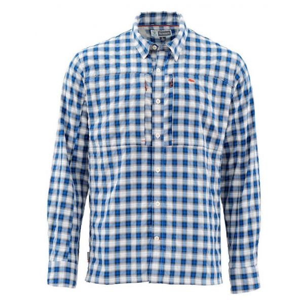 Simms Bugstopper Long Sleeve Plaid Shirt - Admiral Blue Plaid - 2XL