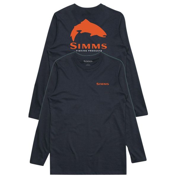 Simms Long Sleeve Tech Tee - Trout Logo - Navy - 2XL