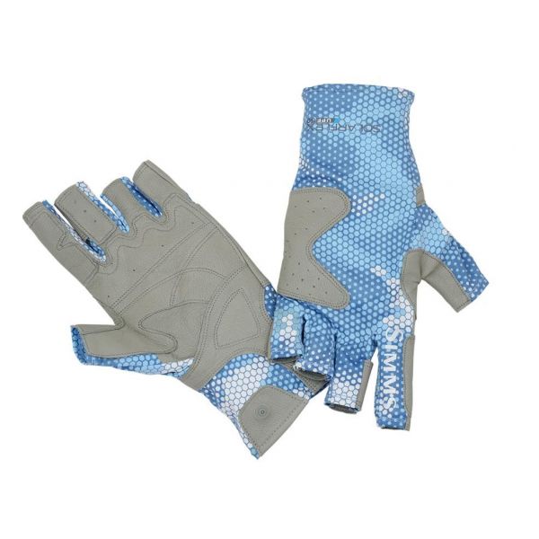 Simms PG-10487 Solarflex Guide Glove - Hex Camo Sky Blue - L