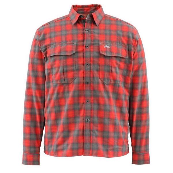 Simms Coldweather L/S Shirt - Fury Orange Plaid - Large