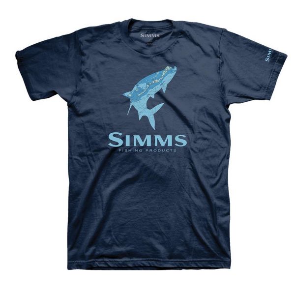 Simms Topo Camo Logo Short Sleeve T-Shirt - Navy - 2XL