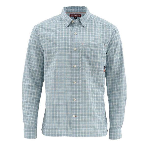 Simms Morada Long Sleeve Shirt - Blue Grey Plaid  - 2XL