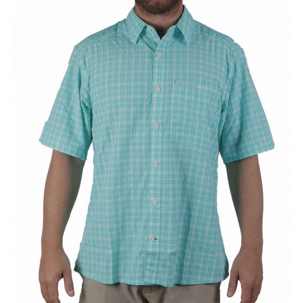 Simms Morada Short Sleeve Shirt - Turquoise Plaid - 2XL