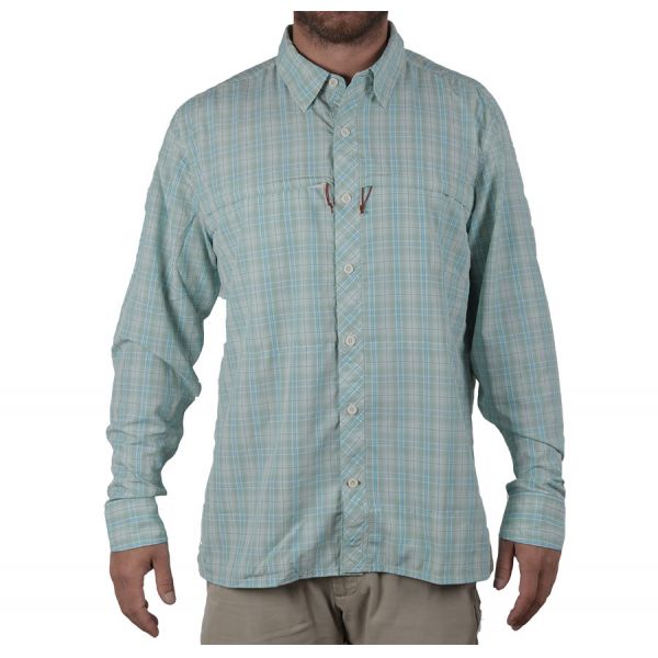 Simms Stone Cold Long Sleeve Shirt - Celadon Plaid - 2XL