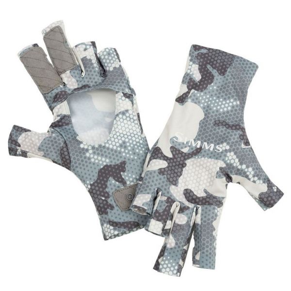 Simms PG-12661 Solarflex Sun Glove - Hex Flo Camo Grey Blue - Large