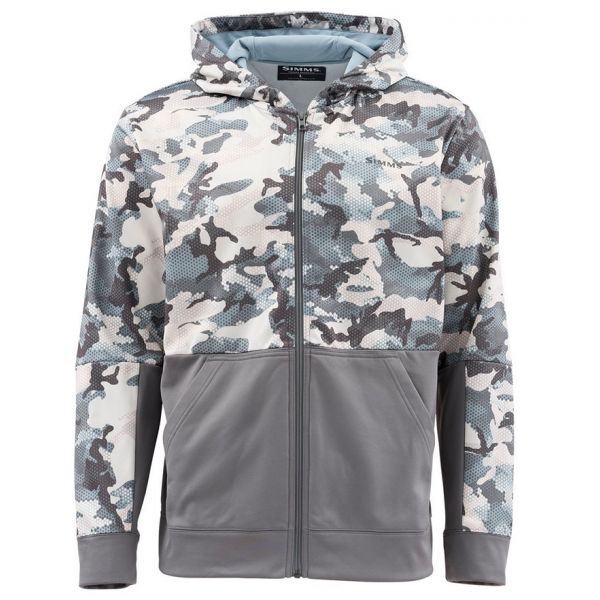 Simms Challenger Full Zip Hoody - Hex Flo Camo Grey Blue - Large