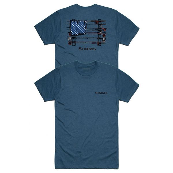 Simms Slackertide USA T-Shirt - Steel Blue Heather - Large