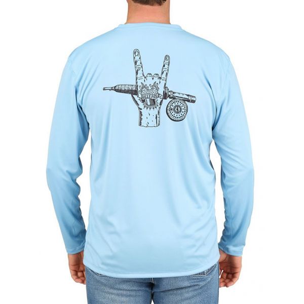 Simms Solar Tech Long Sleeve Tee - Release Rocker Faded Denim - M