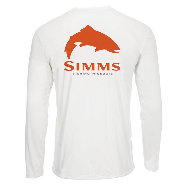 Simms Solar Tech Long Sleeve Tee - Trout Logo White - Large