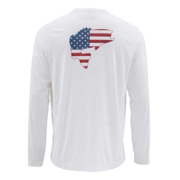 Simms Solarflex Long Sleeve Crewneck Bass Flag White - 2XL