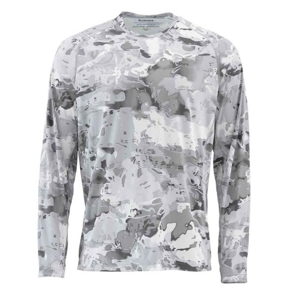 Simms Solarflex Long Sleeve Crewneck Print Cloud Camo Grey - 2XL