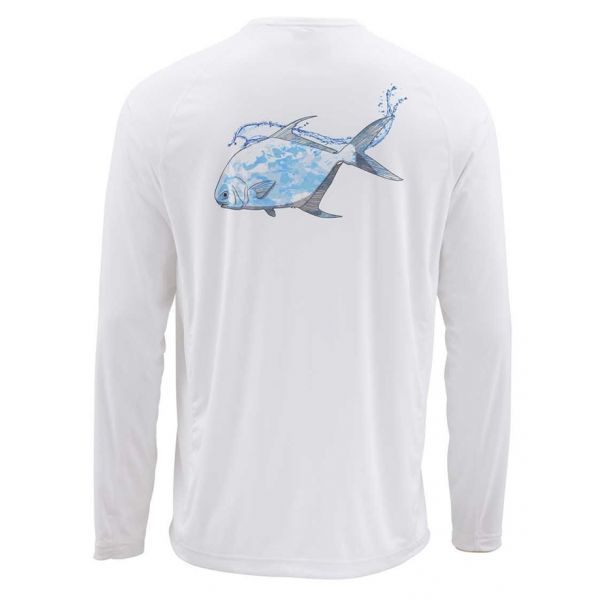 Simms Solarflex Long Sleeve Crewneck Cloud Camo Permit Mist - 2XL