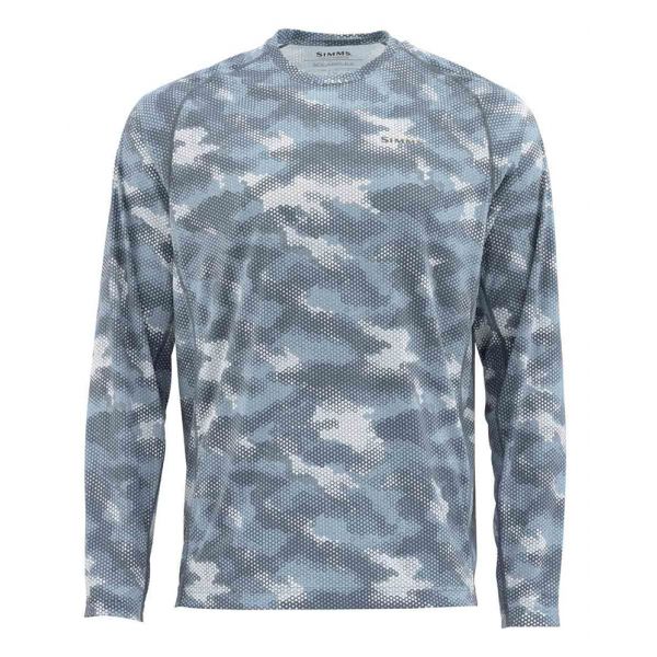 Simms Solarflex Long Sleeve Crewneck Print Hex Camo Storm - 2XL