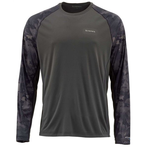 Simms Solarflex Long Sleeve Crewneck - Print Hex Flo Camo Carbon - 2XL