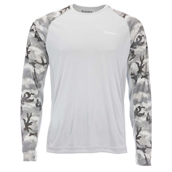 Simms Solarflex Long Sleeve Crewneck Print - Hex Flo Camo Steel - 2X-Large