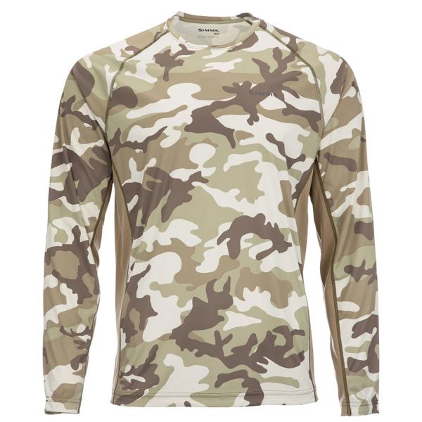 Simms Solarflex Long Sleeve Crewneck - Woodland Camo Sandbar - 2X-Large