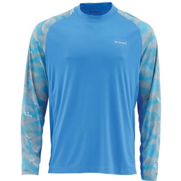 Simms Solarflex LS Crewneck Print Shirt - Hex Camo Blue Harbor - Small