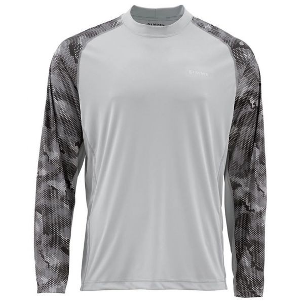 Simms Solarflex LS Crewneck Print Shirt - Hex Camo Sterling S