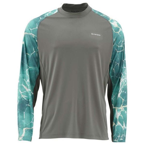 Simms Solarflex LS Crewneck Print Shirt - River Rapid Pewter - Small