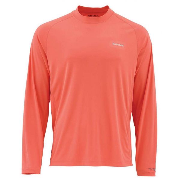 Simms Solarflex LS Crewneck Shirt - Dark Coral - Size Small