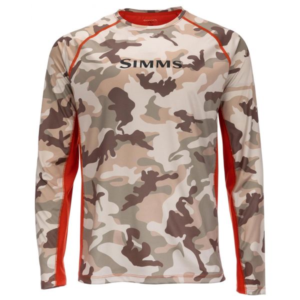 Simms Solarvent Long Sleeve Crew Shirt - Woodland Camo Sandbar - 2X-Large