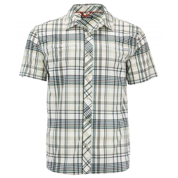 Simms Stone Cold Short Sleeve Shirt - Pearl Madras Plaid - 2X-Large