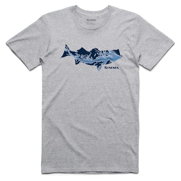 Simms Striper Bay Fill T-Shirt - Gray Heather - Small