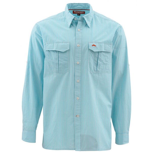 Simms Transit Long Sleeve Shirt - Teal Plaid 2X-Large