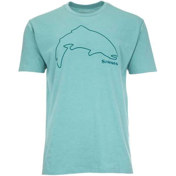 Simms Trout Outline T-Shirt - Oil Blue Heather - XX-Large