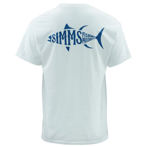 Simms Woodblock Tuna Short Sleeve Shirt - White 2X-Large