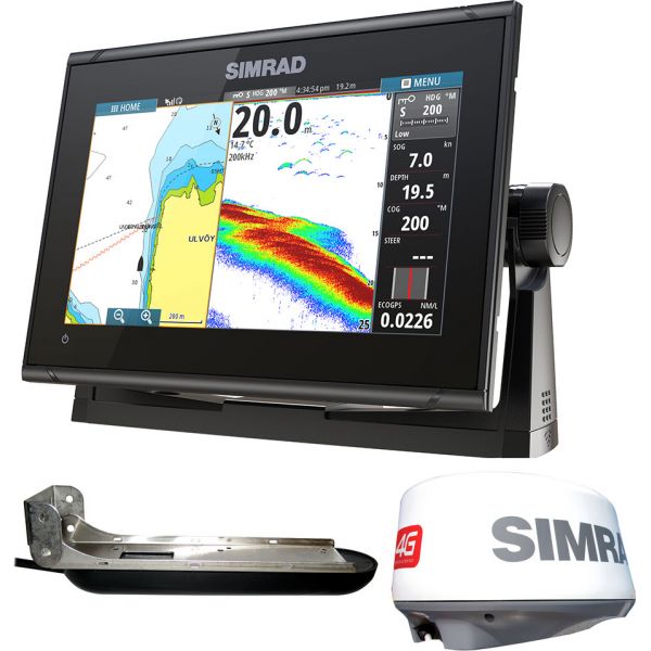 Simrad GO9 XSE Chartplotter/Fishfinder w/ TotalScan & 4G Radar Bundle