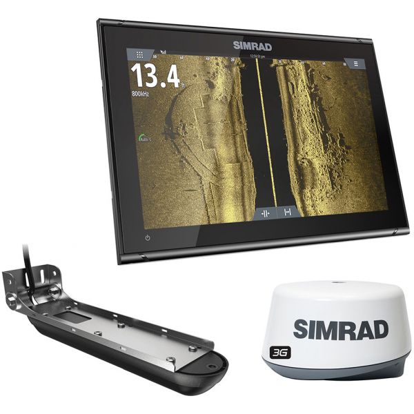 Simrad 000-14855-001 GO12 XSE w/3-in-1 Transducer, 3G Radar, C-MAP Pro