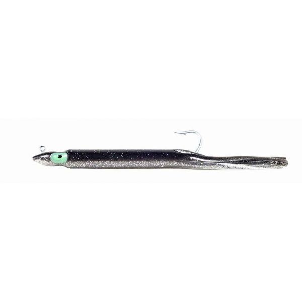 Slick Fish Skirted Jig Head Lure 1-1/2oz Rigged Green Glow Black