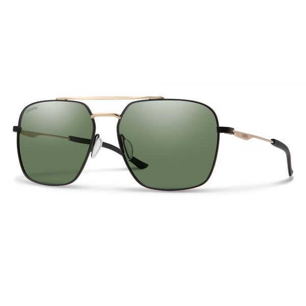 Smith Optics Double Down Sunglasses - Matte Black/Gold/Polarized Gray Green