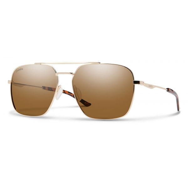 Smith Optics Double Down Sunglasses - Gold/Polarized Brown