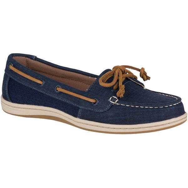 Sperry STS80276 Women's Firefish Scratch Linen Boat Shoe - Navy 10M