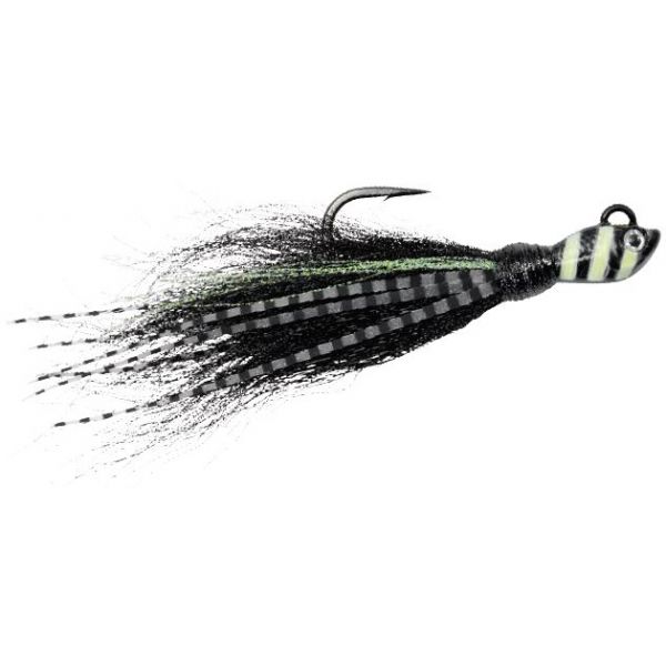 SPRO Power Bucktail Zebra Glow Jig - 1oz - Black