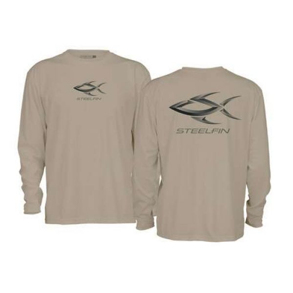 Steelfin Long Sleeve Performance Shirt Sand - Size Medium